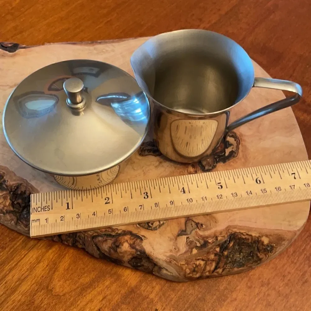 Mid Century Stainless Creamer & Sugar Set